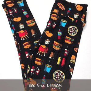 LuLaRoe OS Leggings Food Black NEW